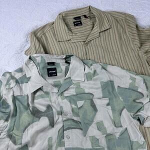 Prana Shirt Men Size M Lot 2 | AOP Print And Teal Button Up Short Sleeve Hiking